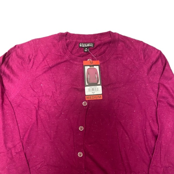 Original Nicole Miller Women’s NWT Berry Button Down Cardigan Sweater Sz M New - Picture 2 of 4